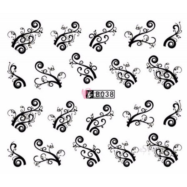Stickere cu Apa pentru unghii cod B038 Negre